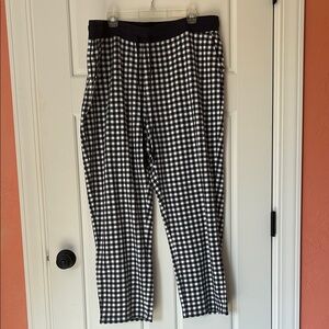 Draper James Black and White Checkered Track Pants